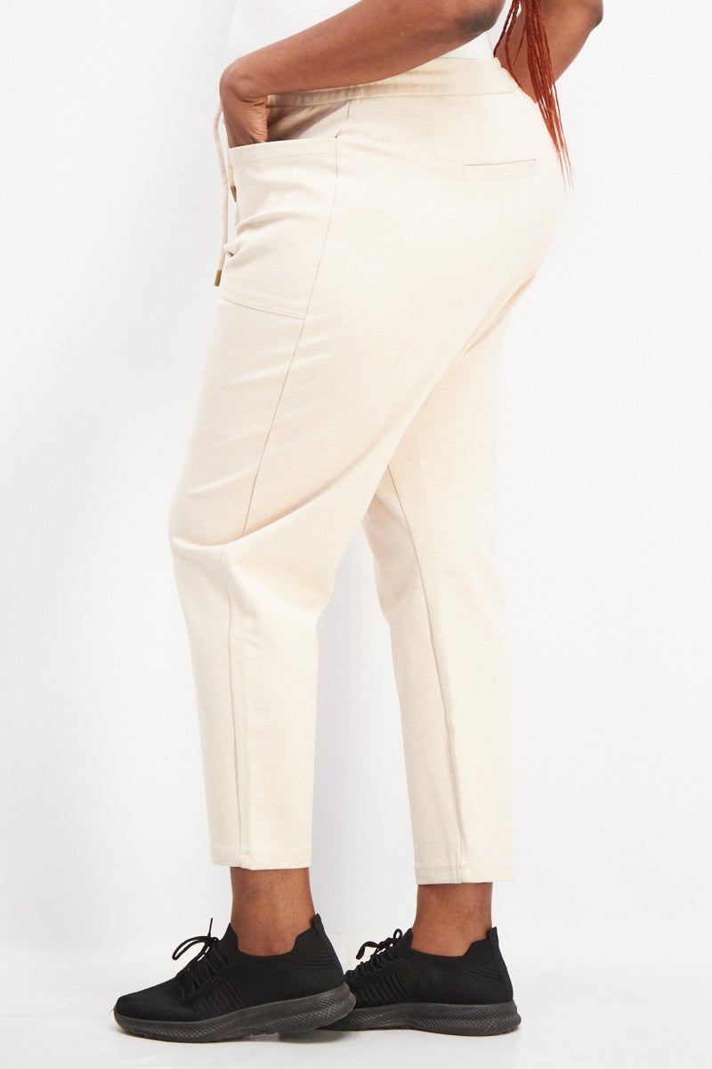 Tchibo Women Sportswear Fit Running Jogging Pants, Oatmeal - Image 2